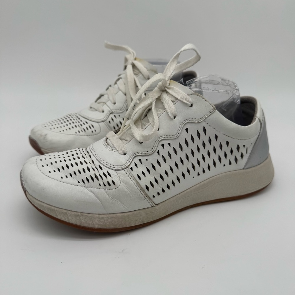 Dansko Charlie White Leather Perforated Silver Heel Sneaker Size 40/9.5-10